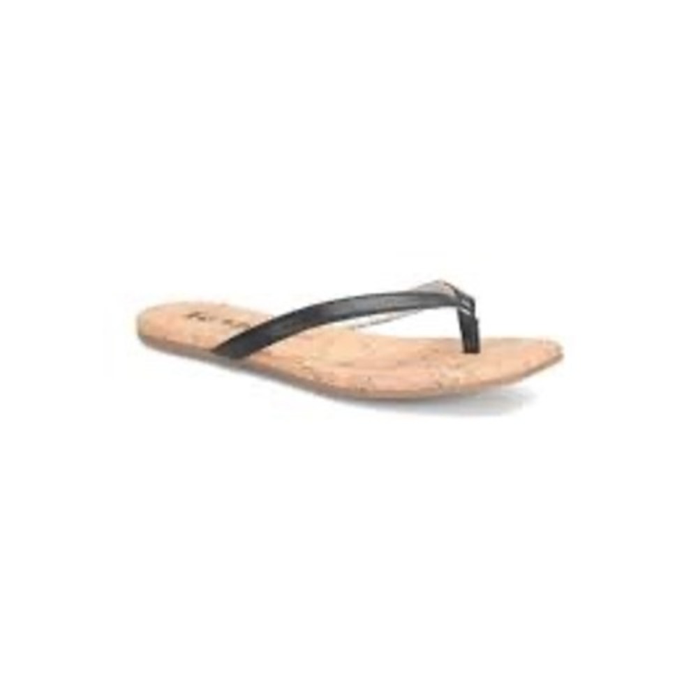 Korks Womens Black Cork Thong Sandals Square Toe Flip Flops Size 9M